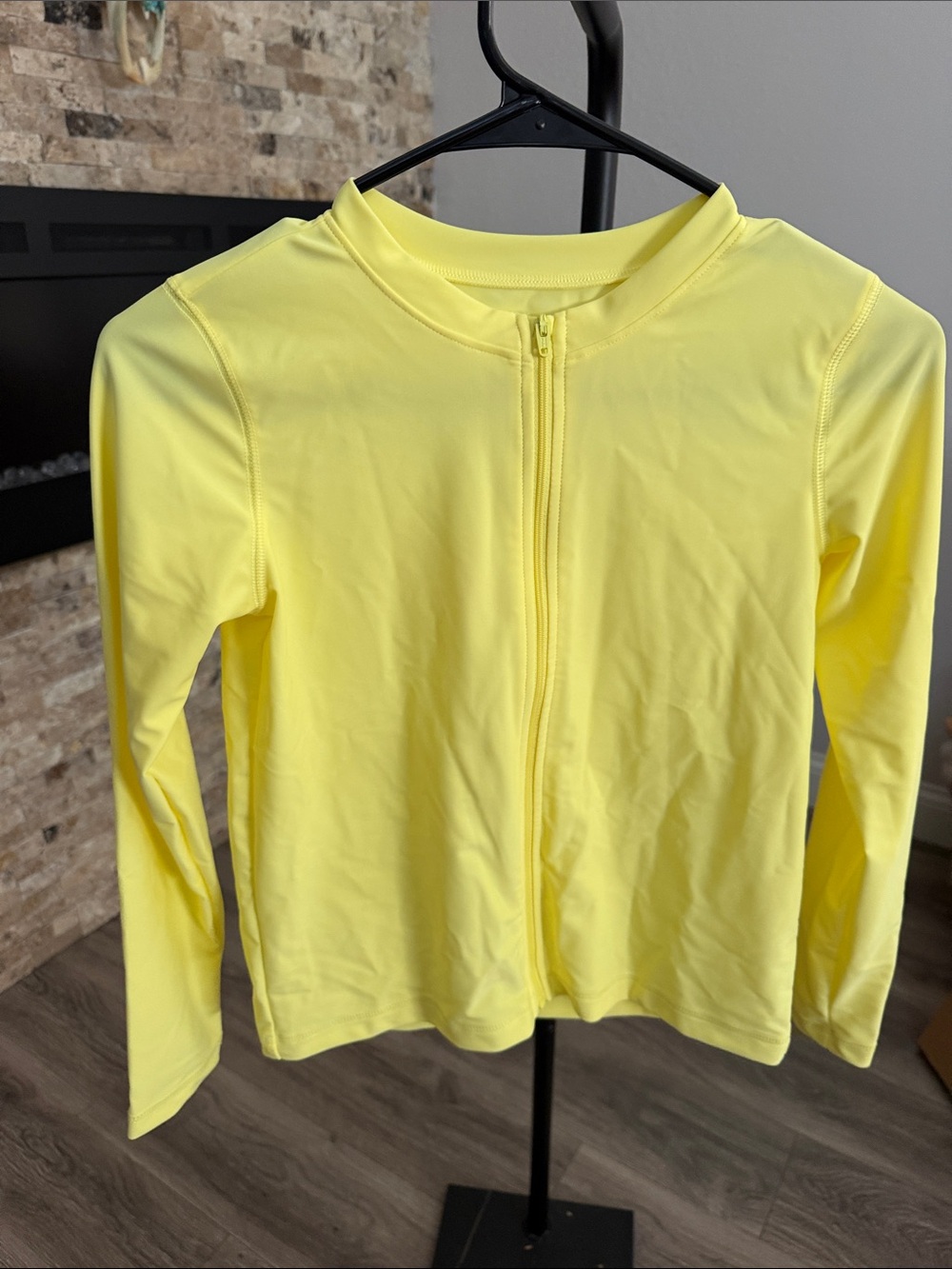 Kids Long-Sleeve Zip Front Swim/ rash guard Shirt - Yellow